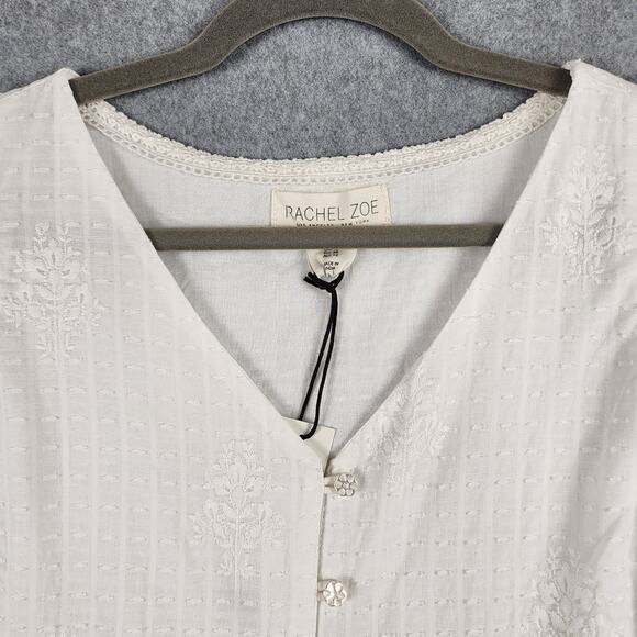 Rachel Zoe White Maxi Dress Lace Eyelet Boho Size 8 - Picture 7 of 13